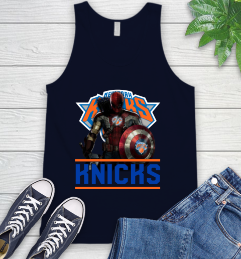 New York Knicks NBA Basketball Captain America Thor Spider Man Hawkeye Avengers Tank Top 3