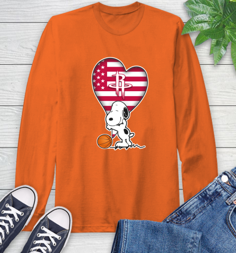 Houston Rockets NBA Basketball The Peanuts Movie Adorable Snoopy Long Sleeve T-Shirt 5