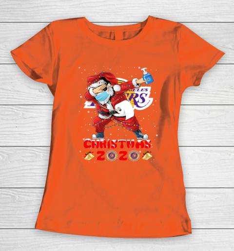 Los Angeles Lakers Funny Santa Claus Dabbing Christmas 2020 NBA Women's T-Shirt 3