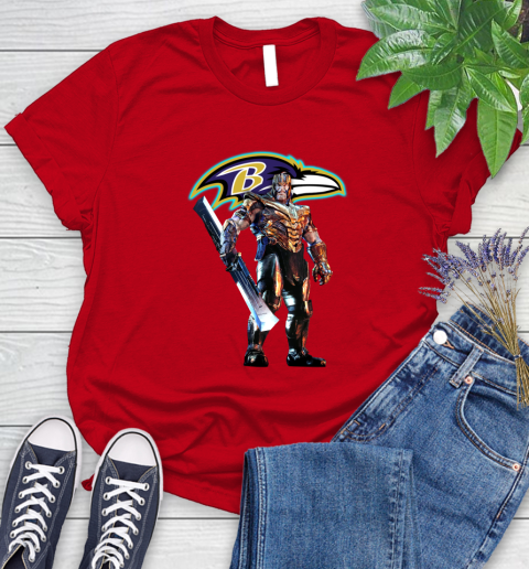 NFL Thanos Gauntlet Avengers Endgame Football Baltimore Ravens Women's T-Shirt 9