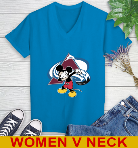 Colorado Avalanche NHL Hockey Dabbing Mickey Disney Sports Women's V-Neck T-Shirt 9 Colorado Avalanche NHL Hockey Dabbing Mickey Disney Sports Women's V-Neck T-Shirt - Image 9