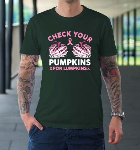 Check Your Pumpkins Breast Cancer Awareness Halloween T-Shirt 4