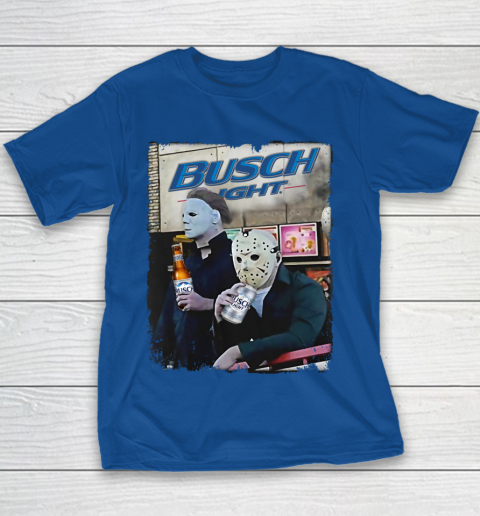 Michael Myers And Jason Voorhees Busch Light Halloween Youth T-Shirt 6