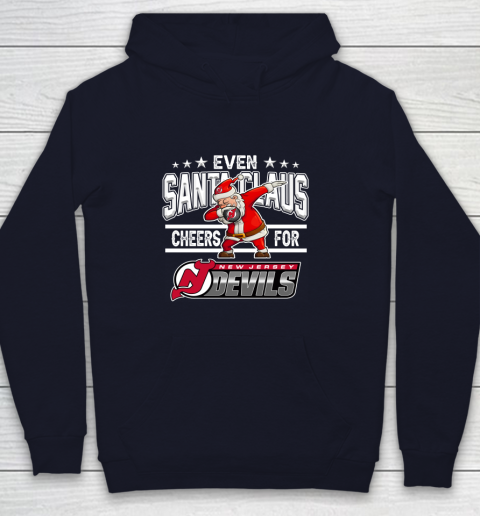 New Jersey Devils Even Santa Claus Cheers For Christmas NHL Youth Hoodie 2