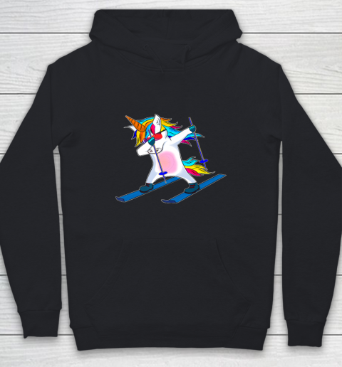 Skiing Unicorn Dabbing Funny Gift Youth Hoodie