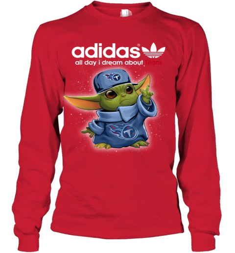 Baby Yoda Adidas All Day I Dream About Tennessee Titans mczx baby yoda adidas all day i dream about tennessee titans youth long sleeve 50 front red