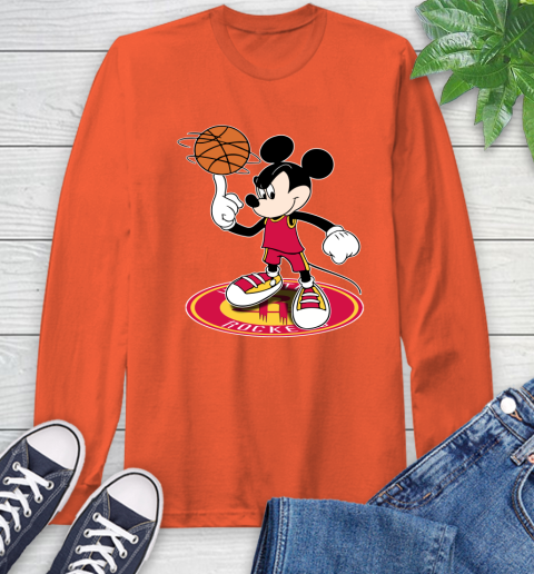 NBA Basketball Houston Rockets Cheerful Mickey Disney Shirt Long Sleeve T-Shirt 5