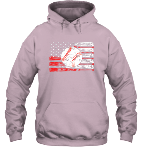 oqek vintage baseball american flag shirt 4th of july gifts hoodie 23 front light pink