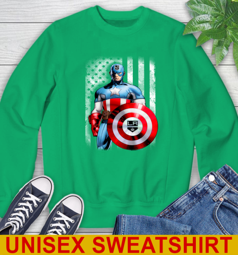 Los Angeles Kings NHL Hockey Captain America Marvel Avengers American Flag Shirt Sweatshirt 8