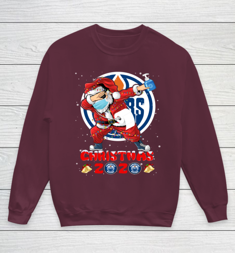Edmonton Oilers Funny Santa Claus Dabbing Christmas 2020 NHL Youth Sweatshirt 4