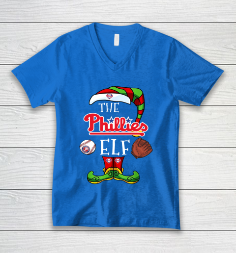 Philadelphia Phillies Christmas ELF Funny MLB V-Neck T-Shirt 5
