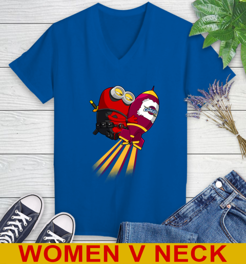 NBA Basketball Cleveland Cavaliers Deadpool Minion Marvel Shirt Women's V-Neck T-Shirt 9
