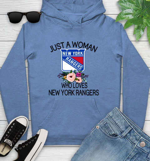 NHL Just A Woman Who Loves New York Rangers Hockey Sports Youth Hoodie 8