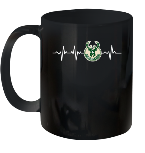 Milwaukee Bucks NBA Basketball Heart Beat Shirt Ceramic Mug 11oz