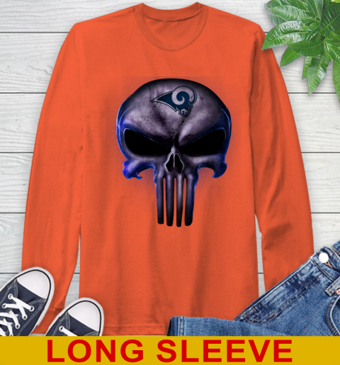 Los Angeles Rams NFL Football Punisher Skull Sports Long Sleeve T-Shirt 4