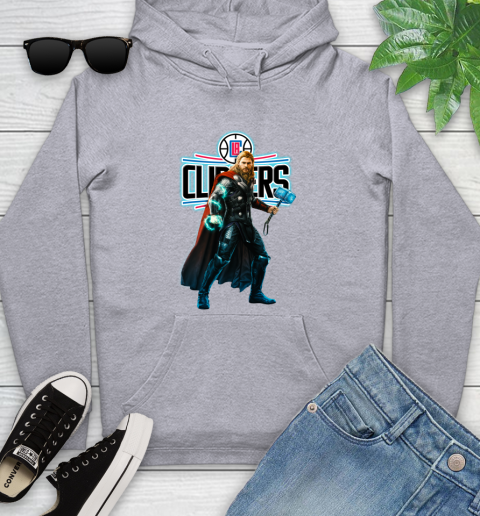 NBA Thor Avengers Endgame Basketball Los Angeles Clippers Youth Hoodie 6