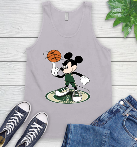 NBA Basketball Milwaukee Bucks Cheerful Mickey Disney Shirt Tank Top 4