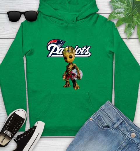 New England Patriots NFL Football Groot Marvel Guardians Of The Galaxy Youth Hoodie 7