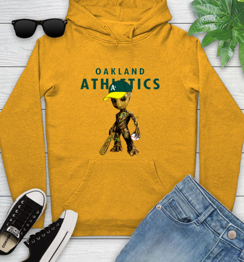 MLB Oakland Athletics Groot Guardians Of The Galaxy Baseball Youth Hoodie 3
