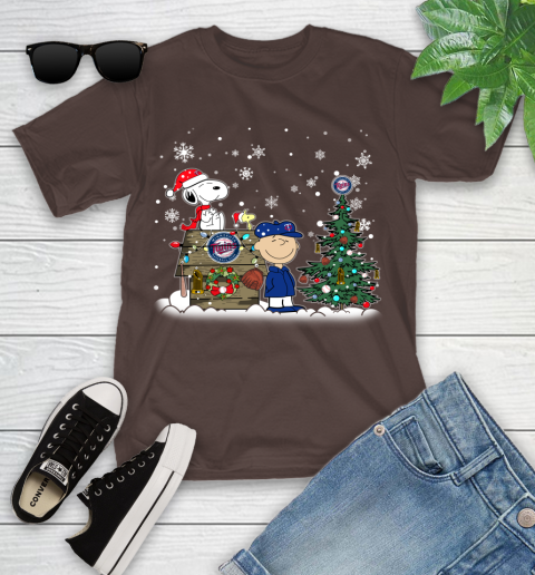 MLB Minnesota Twins Snoopy Charlie Brown Christmas Baseball Commissioner's Trophy Youth T-Shirt 7