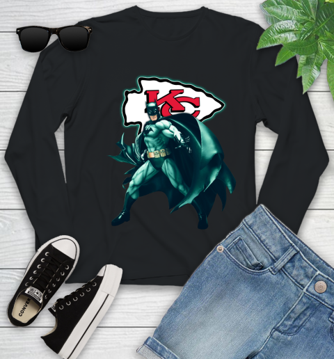 NFL Batman Football Sports Kansas City Chiefs Youth Long Sleeve 2