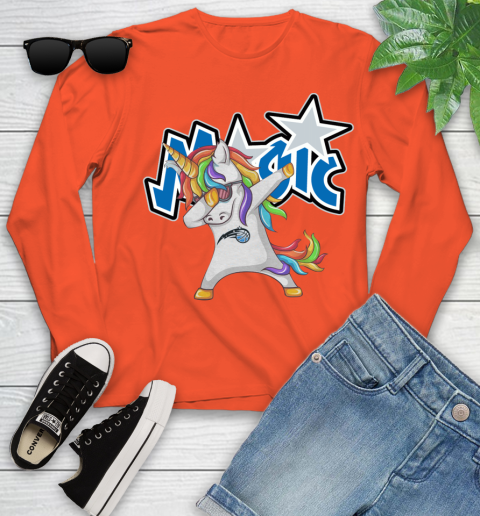 Orlando Magic NBA Basketball Funny Unicorn Dabbing Sports Youth Long Sleeve 4