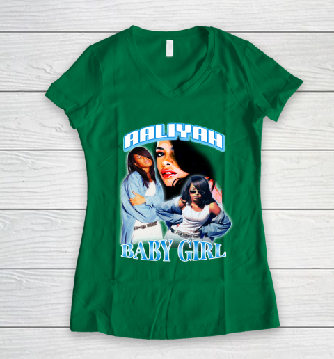 Aaliyah T Shirt Baby Girl Women's V-Neck T-Shirt 3