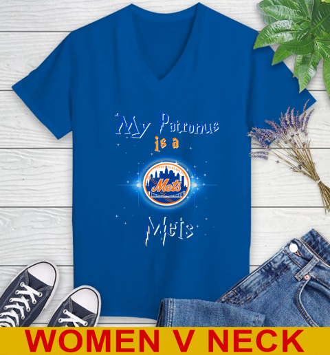 MLB Baseball Harry Potter My Patronus Is A New York Mets Women s V Neck T Shirt Tee For Sports