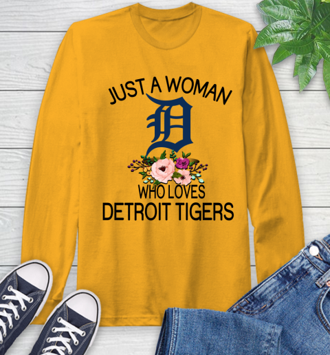 MLB Just A Woman Who Loves Detroit Tigers Baseball Sports Long Sleeve T-Shirt 2