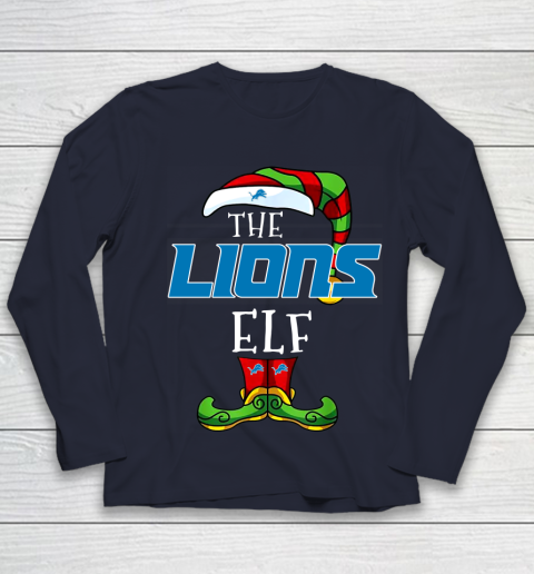 Detroit Lions Christmas ELF Funny NFL Youth Long Sleeve 2