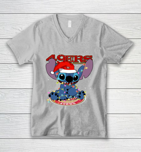 San Francisco 49ers NFL Football noel stitch Christmas V-Neck T-Shirt 2