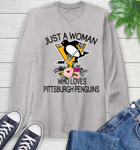NHL Just A Woman Who Loves Pittsburgh Penguins Hockey Sports Long Sleeve T-Shirt 11