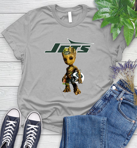 New York Jets NFL Football Groot Marvel Guardians Of The Galaxy Women's T-Shirt 5