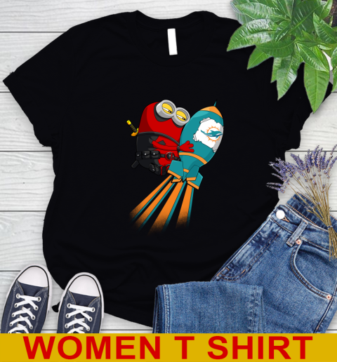 NFL Football Miami Dolphins Deadpool Minion Marvel Shirt Women's T-Shirt