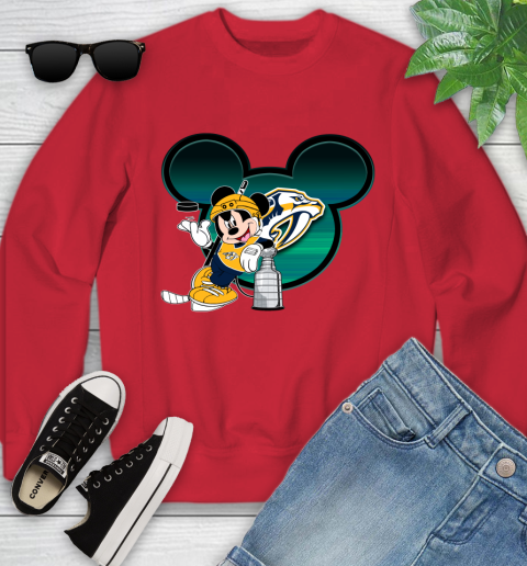 NHL Nashville Predators Stanley Cup Mickey Mouse Disney Hockey T Shirt Youth Sweatshirt 9