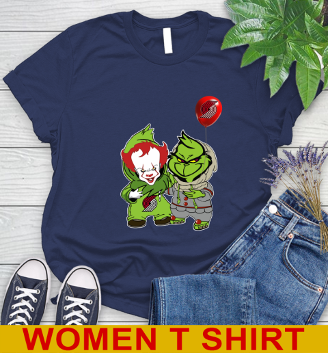 Portland Trail Blazers Baby Pennywise Grinch Christmas NBA Basketball Women's T-Shirt 12