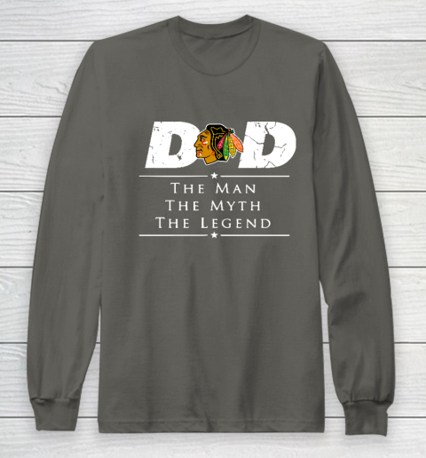 Chicago Blackhawks NHL Ice Hockey Dad The Man The Myth The Legend Long Sleeve T-Shirt 5