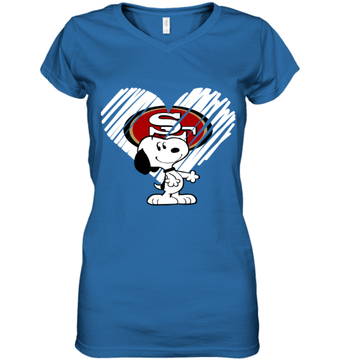 ls9r a happy christmas with san francisco 49ers snoopy women v neck t shirt 39 front royal