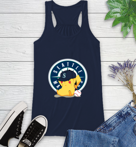 MLB Pikachu Baseball Sports Seattle Mariners Racerback Tank 12