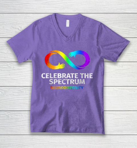 Neurodiversity Celebrate Spectrum Infinity Autism Awareness V-Neck T-Shirt 8