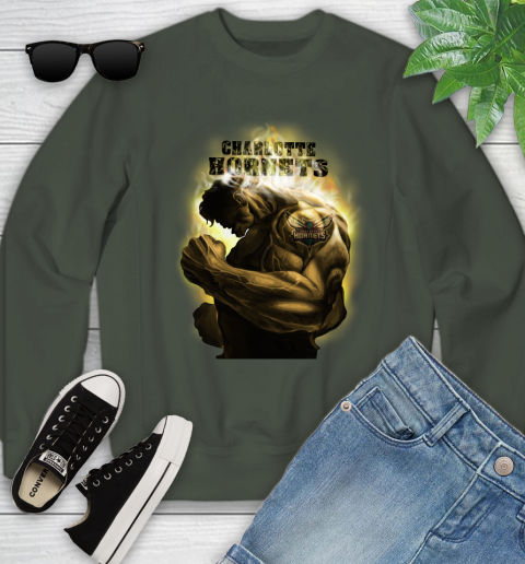 Charlotte Hornets NBA Basketball Hulk Marvel Avengers Sports Youth Sweatshirt 9