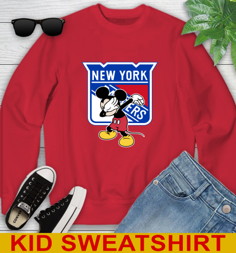 New York Rangers NHL Hockey Dabbing Mickey Disney Sports Youth Sweatshirt 8