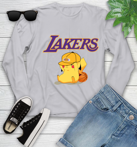 NBA Pikachu Basketball Sports Los Angeles Lakers Youth Long Sleeve 5