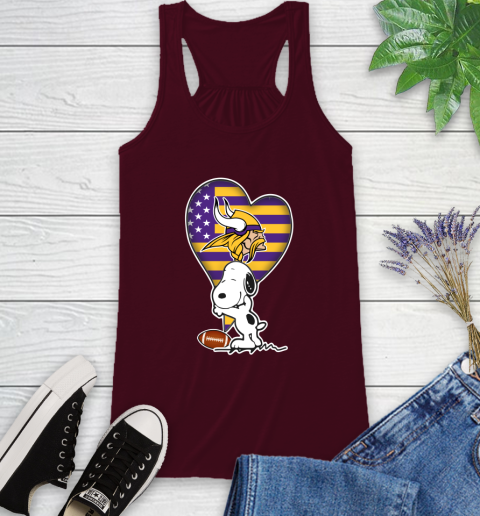 Minnesota Vikings NFL Football The Peanuts Movie Adorable Snoopy Racerback Tank 3