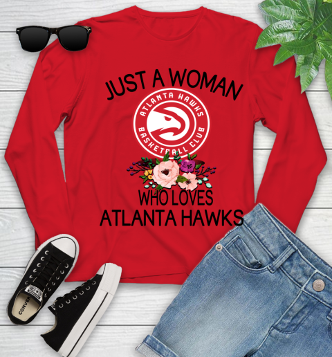 NBA Just A Woman Who Loves Atlanta Hawks Basketball Sports Youth Long Sleeve 8