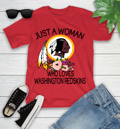 NFL Just A Woman Who Loves Washington Redskins Football Sports Youth T-Shirt 8