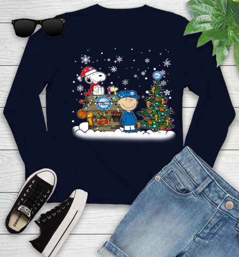Philadelphia 76ers NBA Basketball Christmas The Peanuts Movie Snoopy Championship Youth Long Sleeve 2