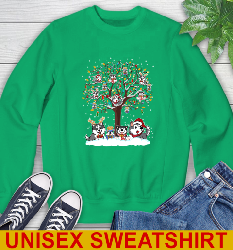 Husky dog pet lover light christmas tree shirt 32