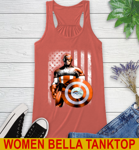 Denver Broncos NFL Football Captain America Marvel Avengers American Flag Shirt Racerback Tank 3