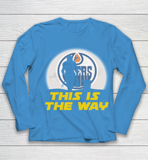 Edmonton Oilers NHL Ice Hockey Star Wars Yoda And Mandalorian This Is The Way Youth Long Sleeve 5